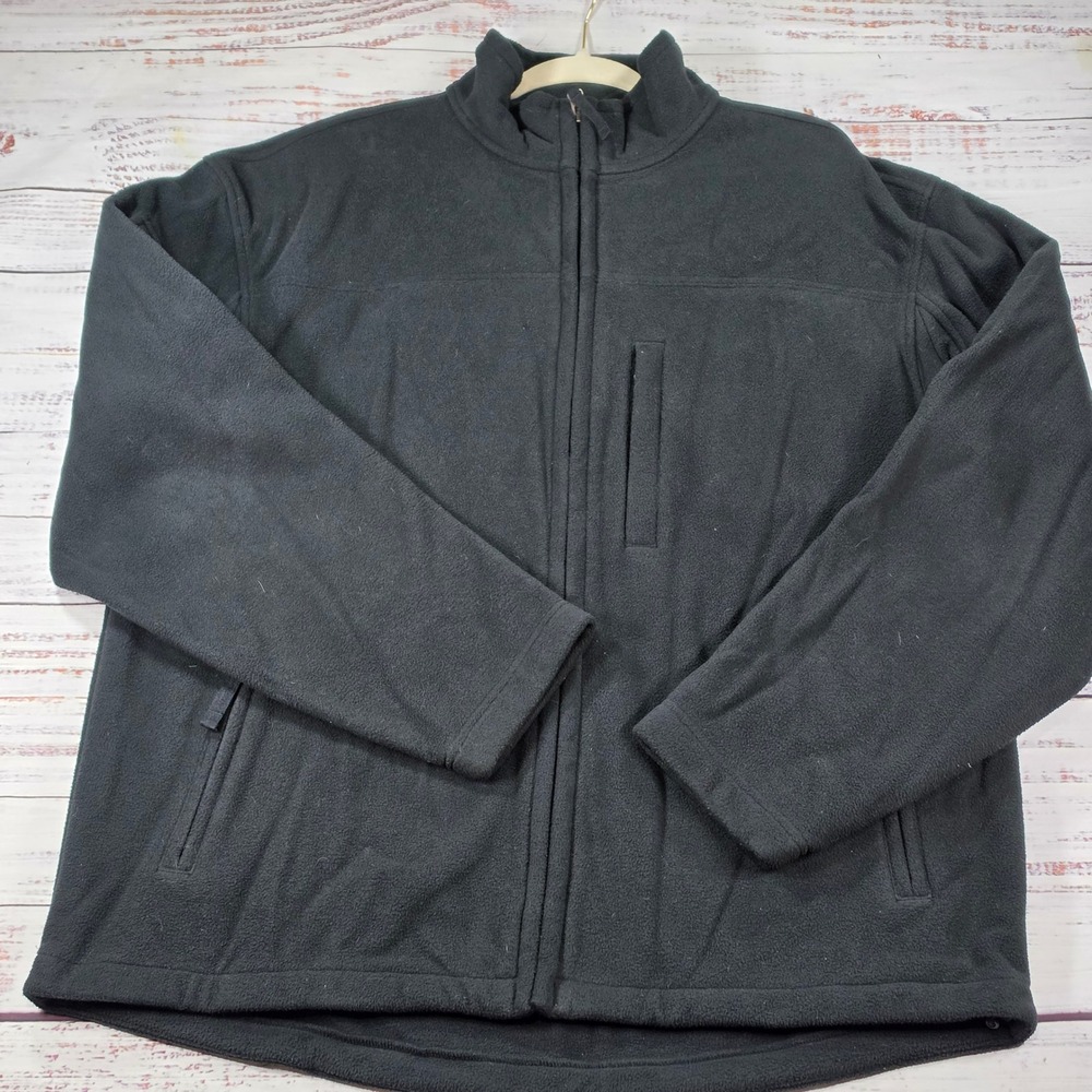 Duluth Trading Co Fleece Jacket Mens Large Black Excellent Full Zip Pocket Work
